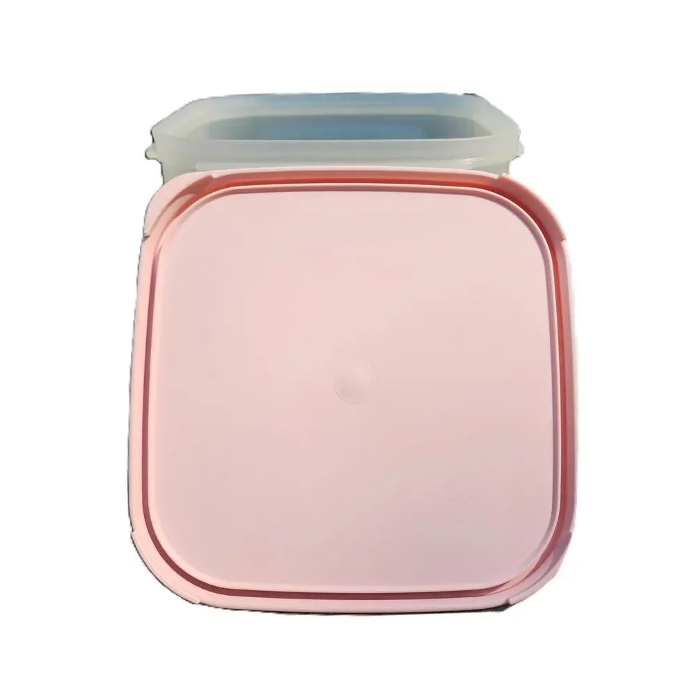 Tupperware VTG Modular Mates Square #3 & Oval #3 Pink Lid Dry Food Container Set